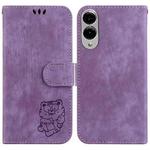 For Samsung Galaxy S25 Edge 5G Little Tiger Embossed Leather Phone Case(Purple)