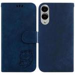 For Samsung Galaxy S25 Edge 5G Little Tiger Embossed Leather Phone Case(Dark Blue)