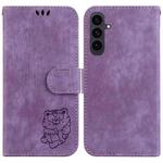 For Samsung Galaxy S25 FE 5G Little Tiger Embossed Leather Phone Case(Purple)