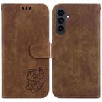 For Samsung Galaxy S25 FE 5G Little Tiger Embossed Leather Phone Case(Brown)