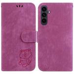 For Samsung Galaxy S25 FE 5G Little Tiger Embossed Leather Phone Case(Rose Red)