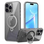 For iPhone 16 Pro Max Transparent MagSafe Magnetic Rotating Ring Holder Phone Case(Grey)