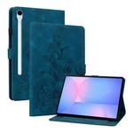For Samsung Galaxy Tab S10 FE+ Lily Embossed Leather Tablet Case with Pen(Dark Blue)