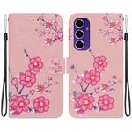 For Samsung Galaxy S24 FE 5G Crystal Texture Colored Drawing Leather Phone Case(Cherry Blossoms)