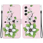 For Samsung Galaxy S25+ 5G Crystal Texture Colored Drawing Leather Phone Case(Lily)