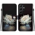 For Samsung Galaxy S25 Ultra 5G Crystal Texture Colored Drawing Leather Phone Case(Crystal Peony)