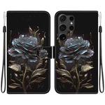 For Samsung Galaxy S25 Ultra 5G Crystal Texture Colored Drawing Leather Phone Case(Black Rose)