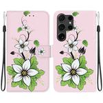 For Samsung Galaxy S25 Ultra 5G Crystal Texture Colored Drawing Leather Phone Case(Lily)