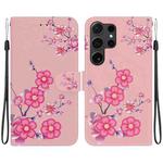 For Samsung Galaxy S25 Ultra 5G Crystal Texture Colored Drawing Leather Phone Case(Cherry Blossoms)