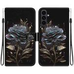 For Samsung Galaxy S25 FE 5G Crystal Texture Colored Drawing Leather Phone Case(Black Rose)