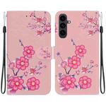 For Samsung Galaxy S25 FE 5G Crystal Texture Colored Drawing Leather Phone Case(Cherry Blossoms)