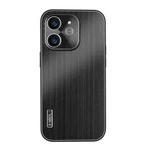 For iPhone 11 PC Hybrid Aluminum Alloy Brushed Shockproof Phone Case(Black)