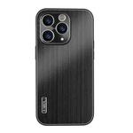 For iPhone 11 Pro Max PC Hybrid Aluminum Alloy Brushed Shockproof Phone Case(Black)