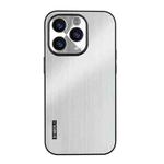 For iPhone 11 Pro Max PC Hybrid Aluminum Alloy Brushed Shockproof Phone Case(Silver)