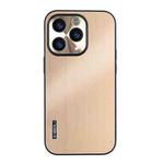 For iPhone 11 Pro Max PC Hybrid Aluminum Alloy Brushed Shockproof Phone Case(Gold)