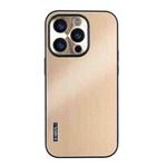 For iPhone 12 Pro PC Hybrid Aluminum Alloy Brushed Shockproof Phone Case(Gold)