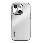 For iPhone 13 PC Hybrid Aluminum Alloy Brushed Shockproof Phone Case(Silver)