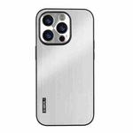 For iPhone 13 Pro Max PC Hybrid Aluminum Alloy Brushed Shockproof Phone Case(Silver)