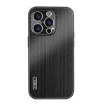 For iPhone 14 Pro PC Hybrid Aluminum Alloy Brushed Shockproof Phone Case(Black)