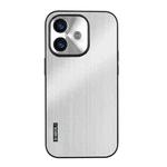 For iPhone 16 Plus PC Hybrid Aluminum Alloy Brushed Shockproof Phone Case(Silver)