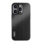 For iPhone 16 Pro PC Hybrid Aluminum Alloy Brushed Shockproof Phone Case(Black)