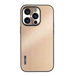For iPhone 16 Pro PC Hybrid Aluminum Alloy Brushed Shockproof Phone Case(Gold)