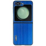 For Samsung Galaxy Z Flip5 PC Hybrid Aluminum Alloy Brushed Shockproof Phone Case(Blue)