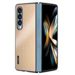 For Samsung Galaxy Z Fold4 PC Hybrid Aluminum Alloy Brushed Shockproof Phone Case(Gold)