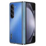 For Samsung Galaxy Z Fold5 PC Hybrid Aluminum Alloy Brushed Shockproof Phone Case(Blue)