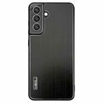 For Samsung Galaxy S24 5G PC Hybrid Aluminum Alloy Brushed Shockproof Phone Case(Black)