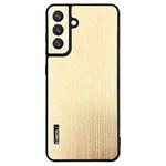 For Samsung Galaxy S24 5G PC Hybrid Aluminum Alloy Brushed Shockproof Phone Case(Gold)