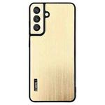 For Samsung Galaxy S23 FE 5G PC Hybrid Aluminum Alloy Brushed Shockproof Phone Case(Gold)