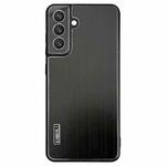 For Samsung Galaxy S24 FE 5G PC Hybrid Aluminum Alloy Brushed Shockproof Phone Case(Black)