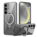 For Samsung Galaxy S23+ 5G Transparent MagSafe Magnetic Rotating Ring Holder Phone Case(Grey)