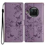 For Xiaomi Mi 10T Lite 5G Butterflies and Flowers Leather Phone Case(Purple)