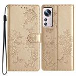 For Xiaomi 12 Lite Butterflies and Flowers Leather Phone Case(Gold)