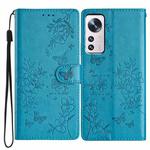 For Xiaomi 12 Lite Butterflies and Flowers Leather Phone Case(Blue)
