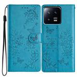 For Xiaomi 13 Pro Butterflies and Flowers Leather Phone Case(Blue)