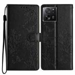 For Xiaomi 13T / 13T Pro Butterflies and Flowers Leather Phone Case(Black)