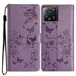 For Xiaomi 13T / 13T Pro Butterflies and Flowers Leather Phone Case(Purple)