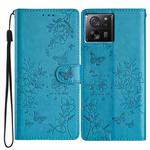 For Xiaomi 13T / 13T Pro Butterflies and Flowers Leather Phone Case(Blue)