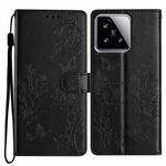 For Xiaomi 15 Butterflies and Flowers Leather Phone Case(Black)
