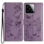 For Xiaomi 15 Butterflies and Flowers Leather Phone Case(Purple)