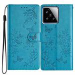 For Xiaomi 15 Butterflies and Flowers Leather Phone Case(Blue)