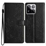 For Xiaomi 15 Pro Butterflies and Flowers Leather Phone Case(Black)