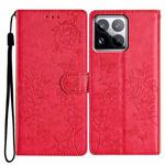 For Xiaomi 15 Pro Butterflies and Flowers Leather Phone Case(Red)