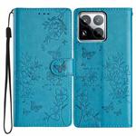 For Xiaomi 15 Pro Butterflies and Flowers Leather Phone Case(Blue)