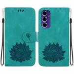 For Samsung Galaxy S24 FE 5G Lotus Embossed Leather Phone Case(Green)