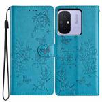 For Redmi 12C Butterflies and Flowers Leather Phone Case(Blue)
