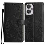 For Redmi 13C 4G Butterflies and Flowers Leather Phone Case(Black)